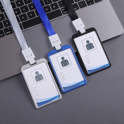 Metal Card Holder Lanyard, VIP Pass & Visitor Lanyards with Aluminium Alloy ID Card Holder