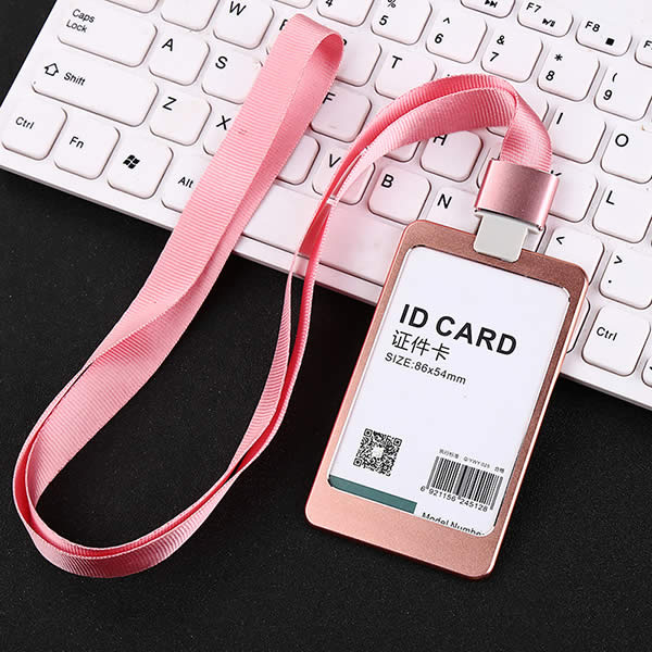 Metal Card Holder Lanyard, VIP Pass & Visitor Lanyards with Aluminium Alloy ID Card Holder