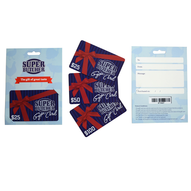 Custom Hang Hole Display Card with PVC Gift Card Set