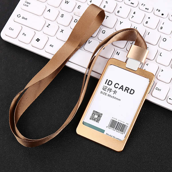 Metal Card Holder Lanyard, VIP Pass & Visitor Lanyards with Aluminium Alloy ID Card Holder